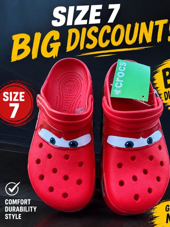 Other - NEW Crocs (SIZE 7) Lightning McQueen Clog Adult Shoe Limited Classic No Lightup
